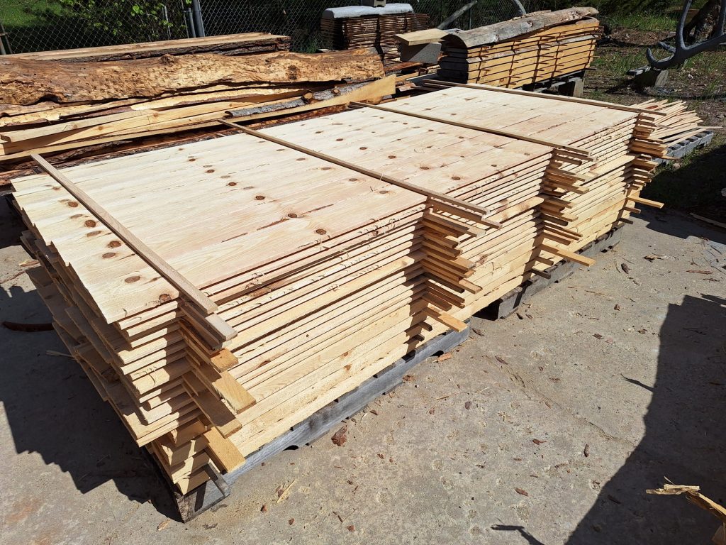 Pallet Of Shiplap Paneling Drying