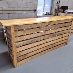 Live Edge Man Cave Pallet Wood Bar With LED Lighting