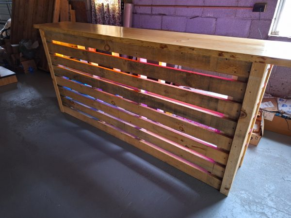 RGB LEDs In Pallet Wood Bar