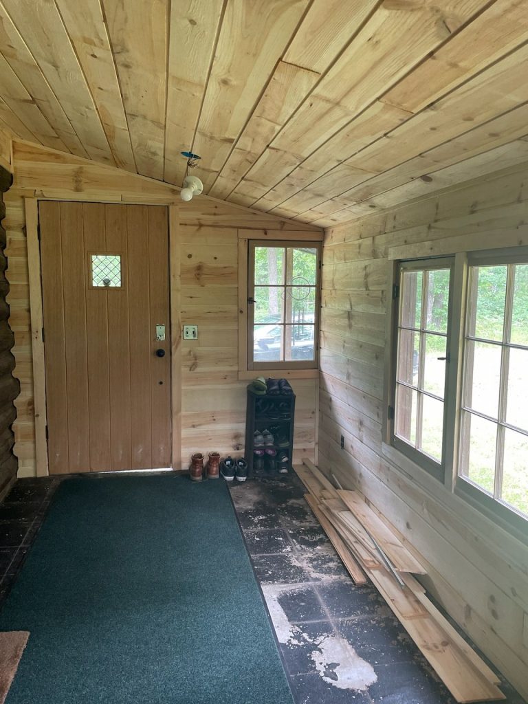 Shiplap And Trim Installed In A Cabin